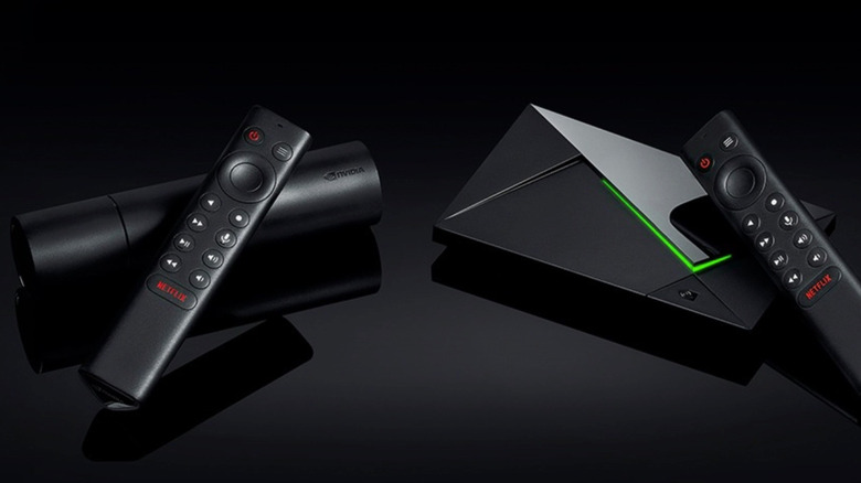 The Nvidia Shield TV and the Shield TV Pro placed side by side.