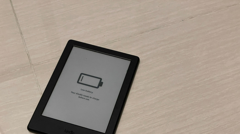 kindle showing low battery warning