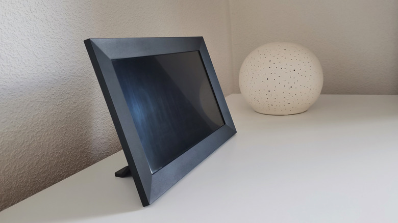 Digital photo frame on a table