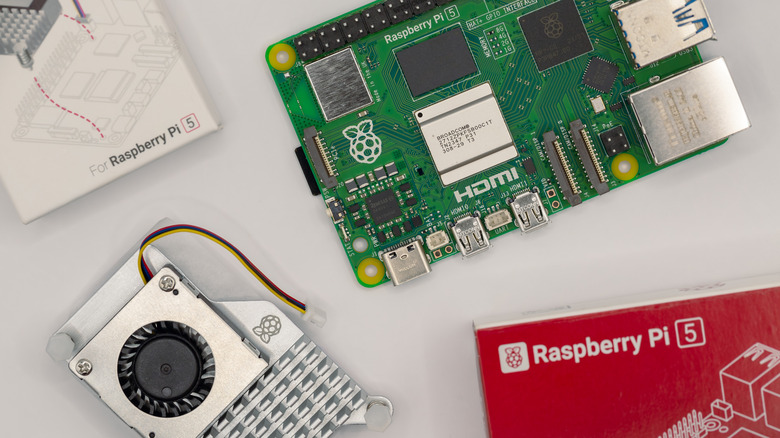 Raspberry Pi computer with accessories