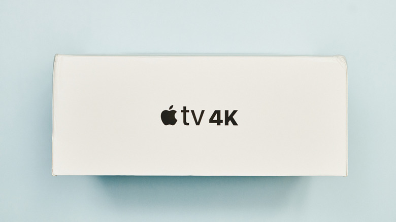 Apple TV 4K name printed on the packaging of the device