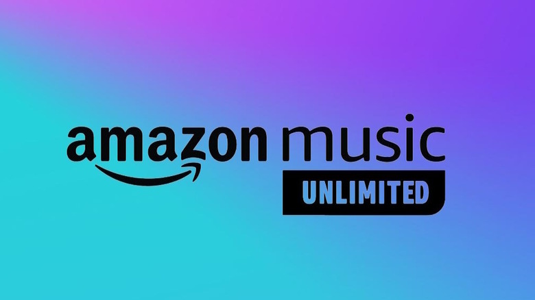 Amazon Music Unlimited logo on blue and purple background
