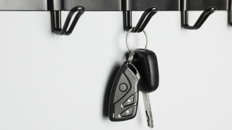 Keys mounted on key hook