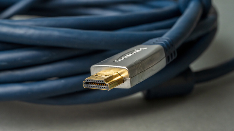 Closer view of gold-plated HDMI cable connector