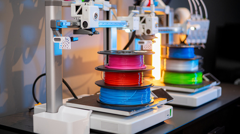 3D printer filament in spools