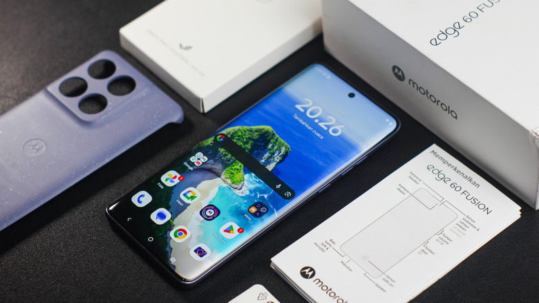 An unboxed phone with a curved display