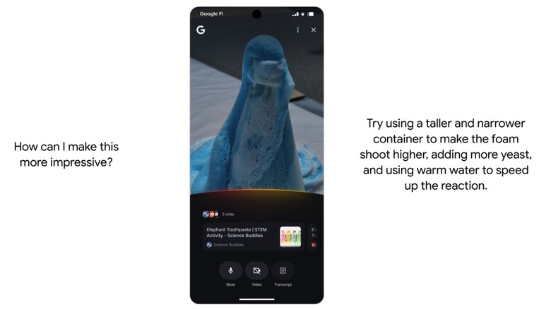 Search Live with video on a Pixel phone.