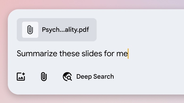 AI Mode's new prompt composer supports file uploads.