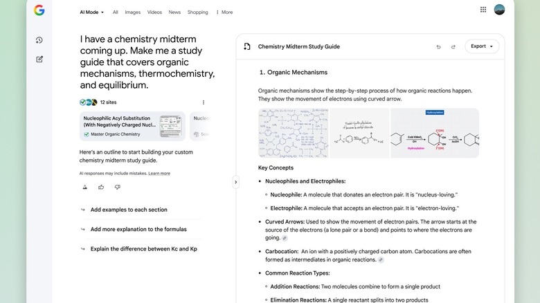 The new Canvas feature in AI Mode.
