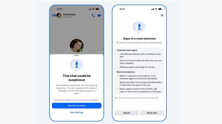 Messenger alerts for suspicious chats