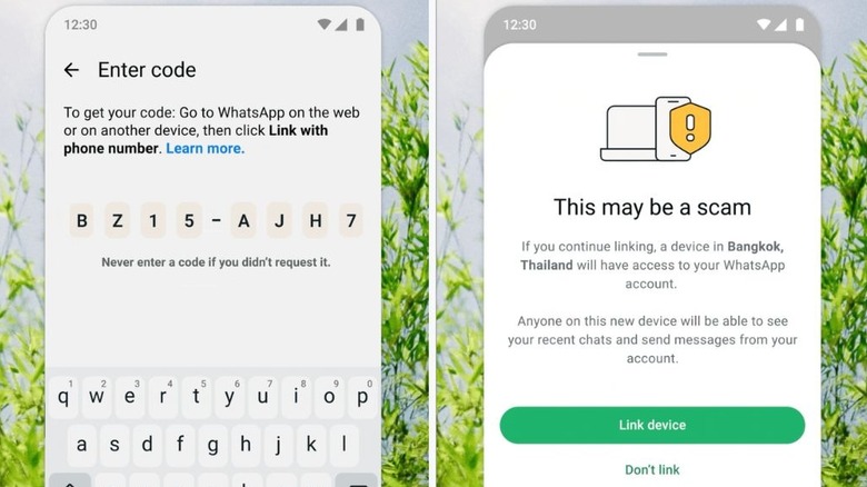 WhatsApp device linking warning