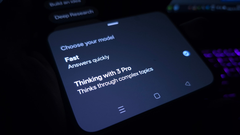 Google Pixel phone with Gemini model selection active
