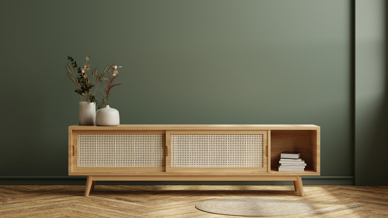 A media cabinet sitting in a living room