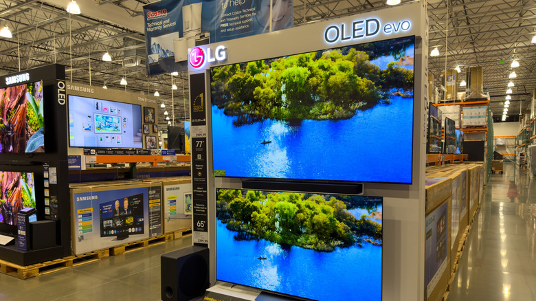 An LG OLED TV display at Costco.