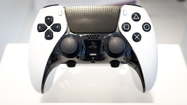 A DualSense Edge wireless controller on display