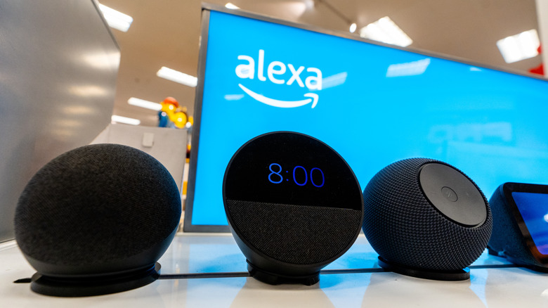 Various Amazon Alexa devices on display