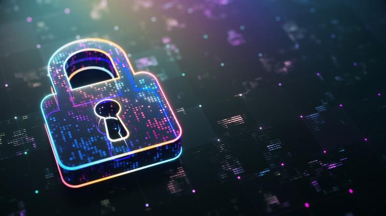 digital security concept, digital lock on background