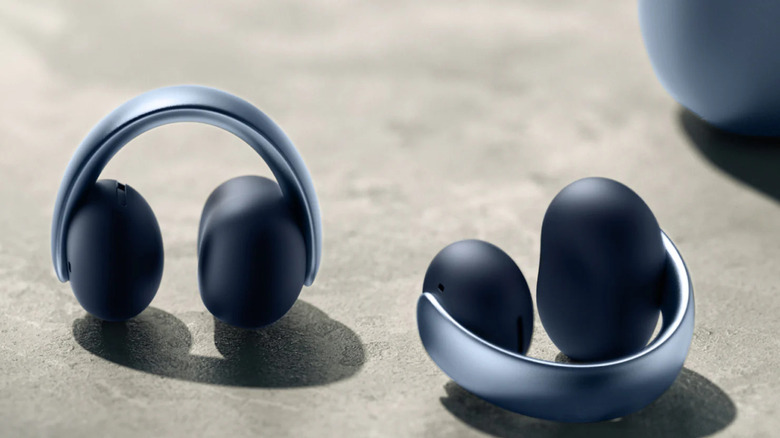 Close-up of clip-on earbuds