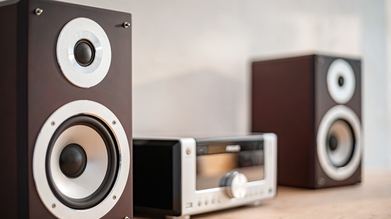Modern home audio setup on desk
