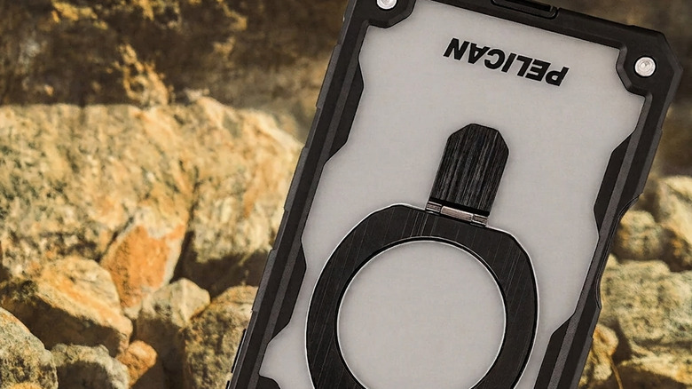 Pelican phone case showing logo upside down