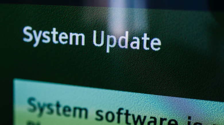 System update message on a television screen