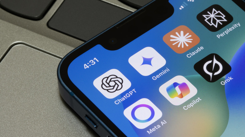 An iPhone with several AI apps installed