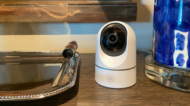 Eufy security camera on a desk