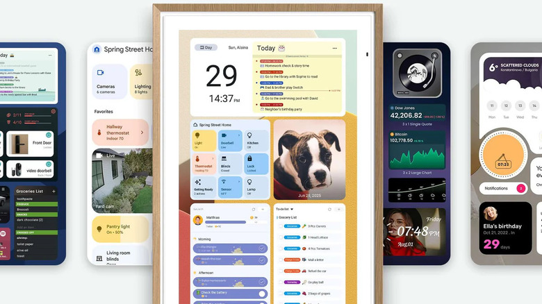 ApoloSign 15.6-inch Digital Calendar with images of Android app widgets behind it