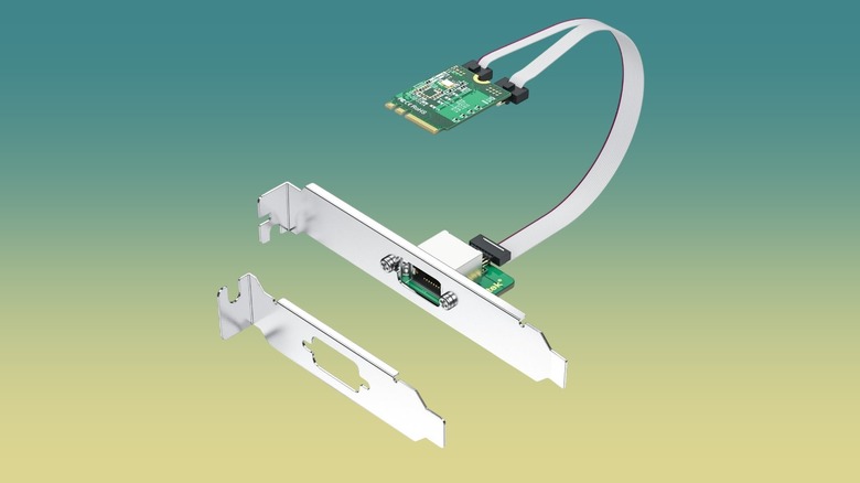 An Ethernet expansion card against a gradient background