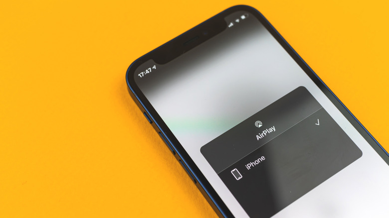 An iPhone showing the AirPlay menu