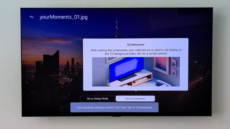 LG TV showing photo for Always Ready or Screensaver