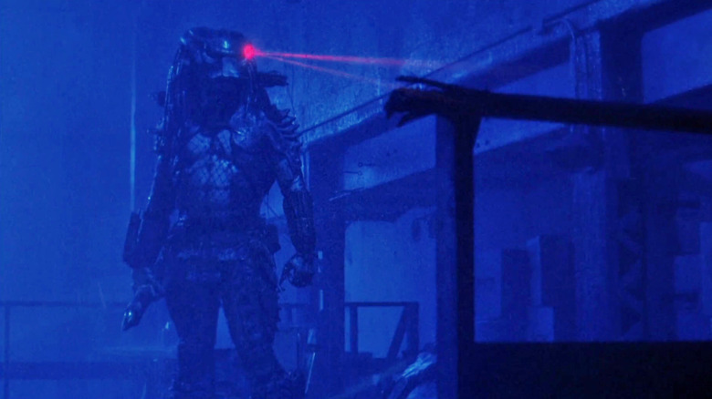 Predator using his laser in the dark