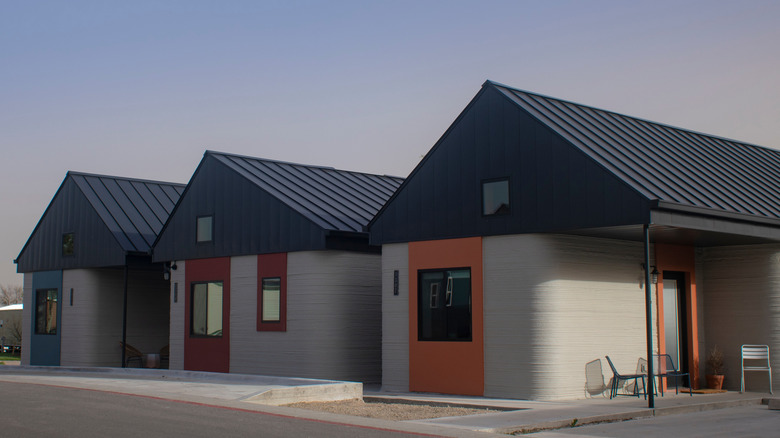 3 3D-printed homes built next to each other