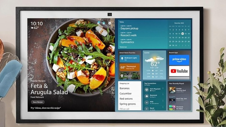 The Amazon Echo Show 21 wall-mounted in a kitchen.