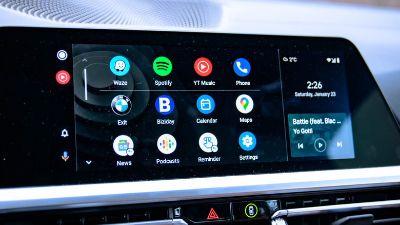 The Android Auto interface on a vehicle's infotainment display