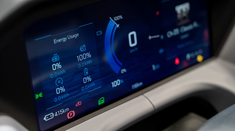 The dashboard display of an electric vehicle