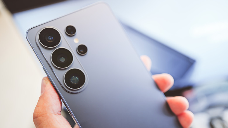 Samsung Galaxy S26 Ultra visible from the back with large camera lenses in view