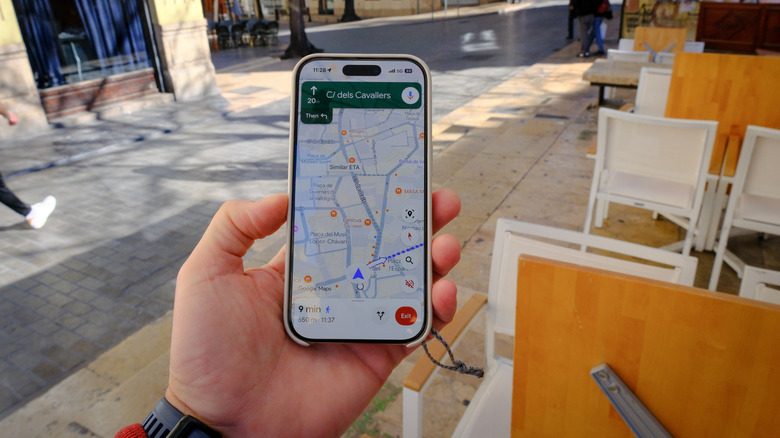 person getting navigation details in apple maps