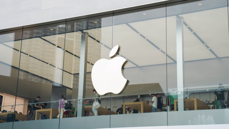 Apple logo on a building