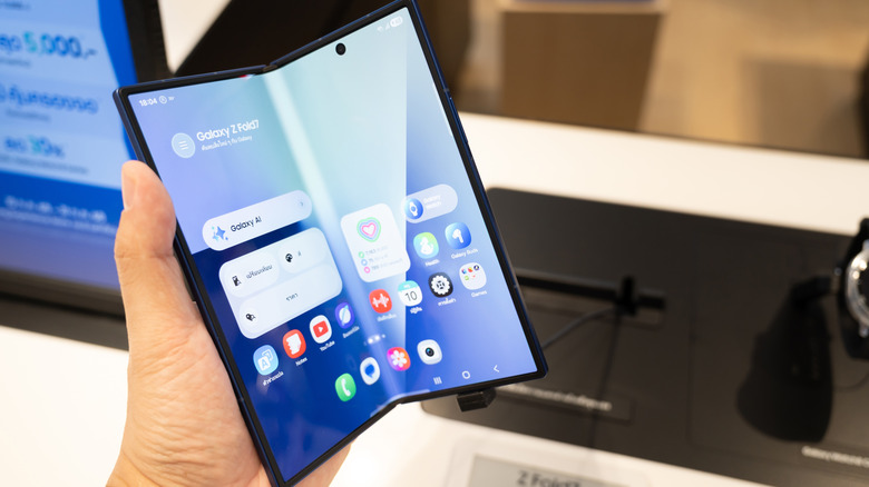 Close-up of a person holding the Samsung Galaxy Z Fold 7