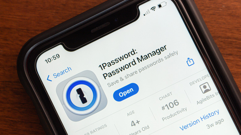 1Password password manager on iPhone