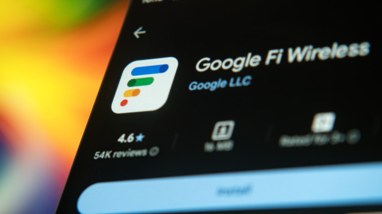 Google Fi app in the App store on a smartphone