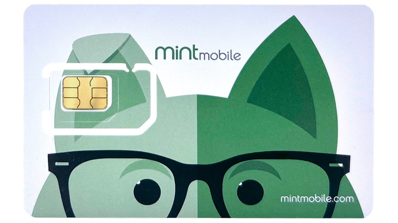 Mint Mobile mascot on a sim card