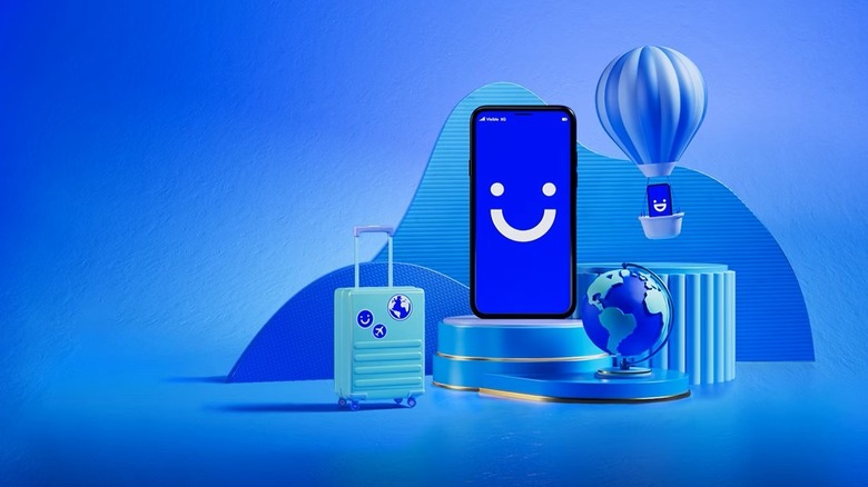 Visible by Verizon with logo on smartphone and travel icons surrounding