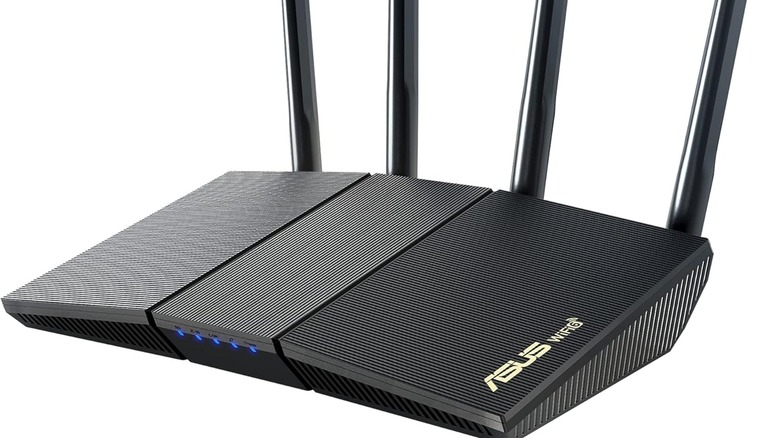 An ASUS RT-AX1800S wireless router on a white background
