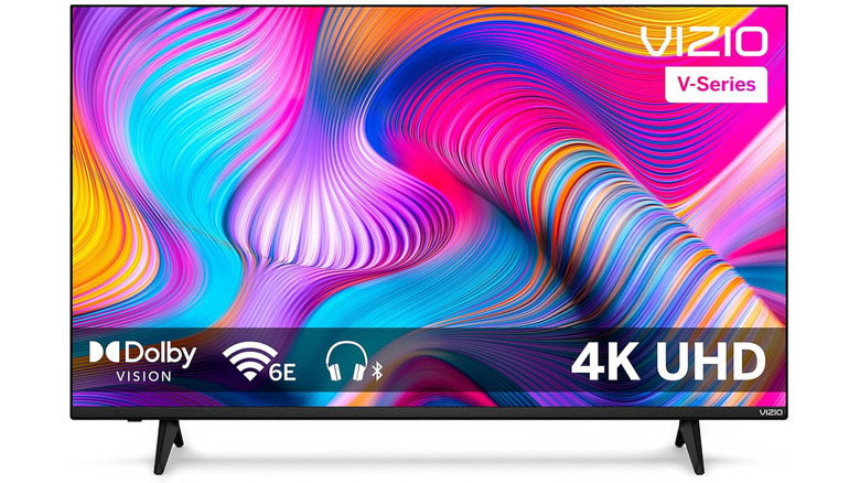 A Vizio V-series TV placed on a white background