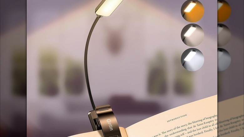 Gritin 9 LED Rechargeable Book Light in use