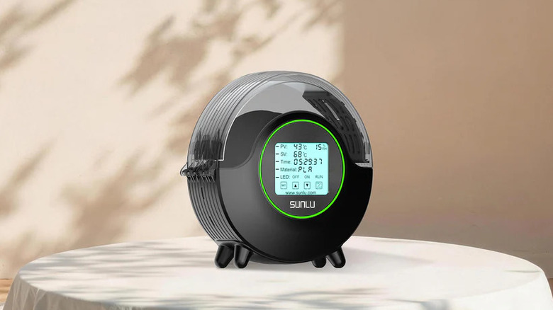 SUNLU FilaDryer S2 filament dryer with digital temperature display on tabletop