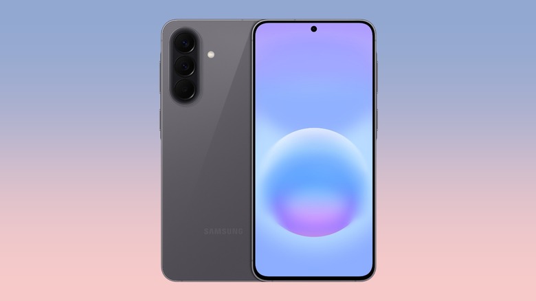 The Samsung Galaxy A57 against a gradient background