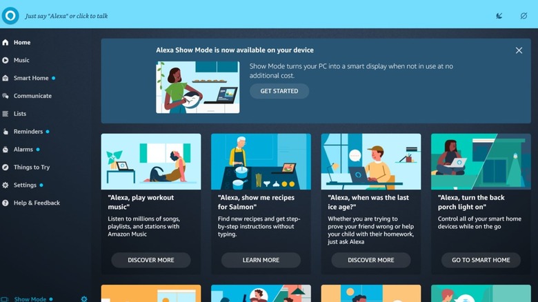 The Amazon Alexa app for Windows PC.